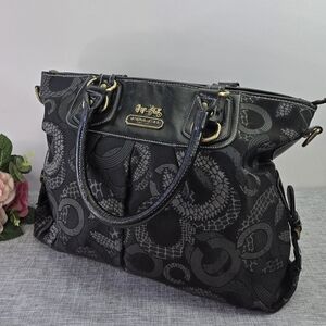 Vtg Coach Women's L05Q-3168 Brown Large Canvas Tote with Leather Trim & Handles